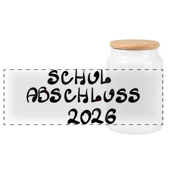 Graduation 2026 - Panoramic Cookie Jar with Wooden Lid - white - Front