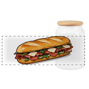 Knuspriger HotDog Comicstil - Panorama Keksdose mit Holzdeckel - Weiß - Vorne