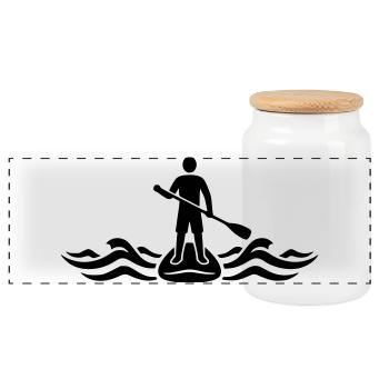 Stand Up Paddling SUP Board Wassersport See - Panorama Keksdose mit Holzdeckel - Weiß - Vorne