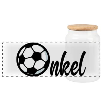 Fußball Bruder Onkel - Panorama Keksdose mit Holzdeckel - Weiß - Vorne