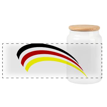 Germany Flag Design - Panoramic Cookie Jar with Wooden Lid - white - Front