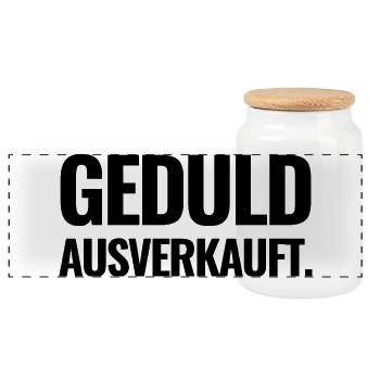 Geduld Ausverkauft - Panorama Keksdose mit Holzdeckel - Weiß - Vorne