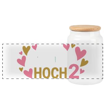 Hoch 2 Herz Zwillinge Zweifache Mutter - Panorama Keksdose mit Holzdeckel - Weiß - Vorne