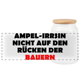 Ampel-Irsinn nicht auf den Rücken der Bauern - Panorama Keksdose mit Holzdeckel - Weiß - Vorne