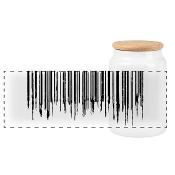 Code-barres - Noir - Boîte à biscuits avec couvercle en bois - blanc - Devant