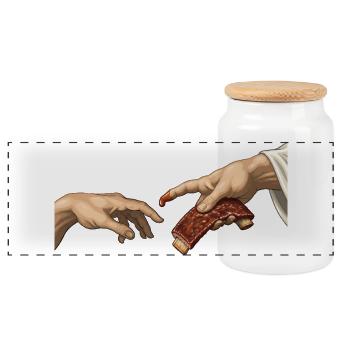 BBQ-Rippchen – Die Kreation – Lustiges Barbecue - Panorama Keksdose mit Holzdeckel - Weiß - Vorne