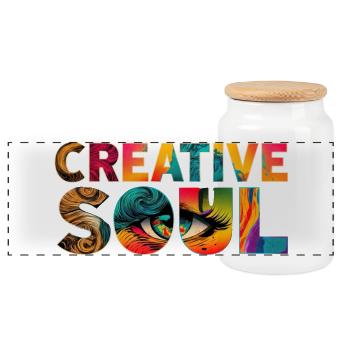 Creative Soul Colorful Artist Saying - Panoramic Cookie Jar with Wooden Lid - white - Front