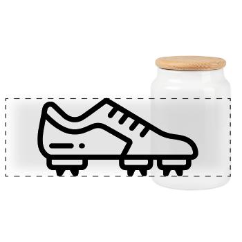 football boots - Panoramic Cookie Jar with Wooden Lid - white - Front
