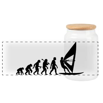 Windsurfer Windsurfing Evolution Für Surfer - Panorama Keksdose mit Holzdeckel - Weiß - Vorne