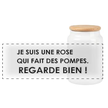 I'm a rose doing push-ups - Panoramic Cookie Jar with Wooden Lid - white - Front