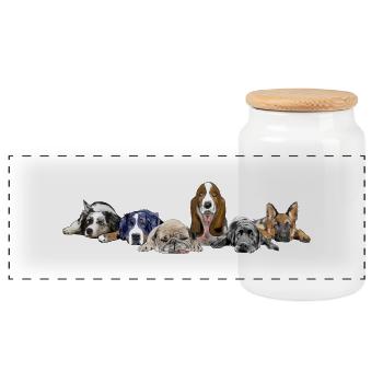 Hunde Aussi Sennenhund Mops Basset Schäferhund - Panorama Keksdose mit Holzdeckel - Weiß - Vorne
