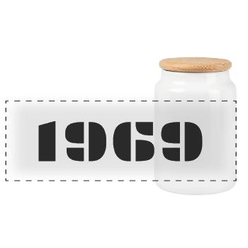 1969 - Panoramic Cookie Jar with Wooden Lid - white - Front