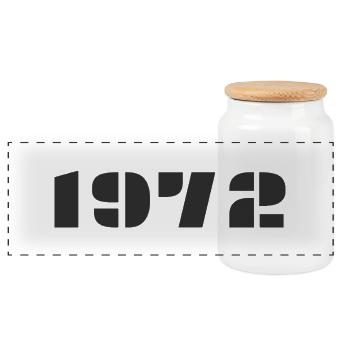 1972 - Panoramic Cookie Jar with Wooden Lid - white - Front