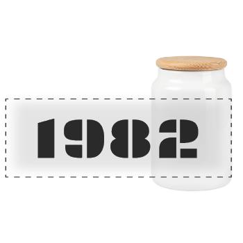 1982 - Panoramic Cookie Jar with Wooden Lid - white - Front