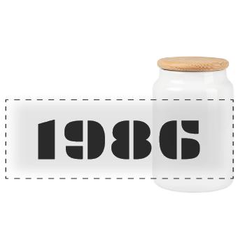 1986 - Panoramic Cookie Jar with Wooden Lid - white - Front