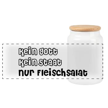 Pas de dieu, pas d’état, juste de la salade de viande - Boîte à biscuits avec couvercle en bois - blanc - Devant