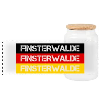 STADT FINSTERWALDE, DEUTSCHLAND - Panorama Keksdose mit Holzdeckel - Weiß - Vorne