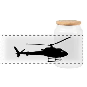 helicopter - Panoramic Cookie Jar with Wooden Lid - white - Front