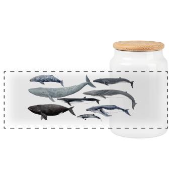 Whales - Whales - Baleines - Mysticeti - Panoramic Cookie Jar with Wooden Lid - white - Front