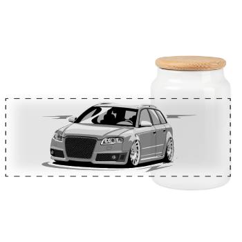 RS4 B7 A4 low style skulldriver tuning car - Panoramic Cookie Jar with Wooden Lid - white - Front