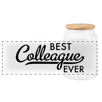 collègue - Boîte à biscuits avec couvercle en bois - blanc - Devant
