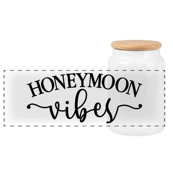Honeymoon Vibes - Funny Matching Couple's Gift - Panoramic Cookie Jar with Wooden Lid - white - Front