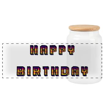JOYEUX ANNIVERSAIRE. HAPPY BIRTHDAY. ANNIVERSAIRE. - Boîte à biscuits avec couvercle en bois - blanc - Devant