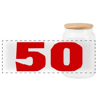 50. 50 ANS. 50e ANNIVERSAIRE. ANNIVERSAIRE 50 ANS. - Boîte à biscuits avec couvercle en bois - blanc - Devant