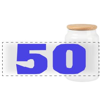 50. 50 YEARS. 50th ANNIVERSARY. 50TH ANNIVERSARY. - Panoramic Cookie Jar with Wooden Lid - white - Front
