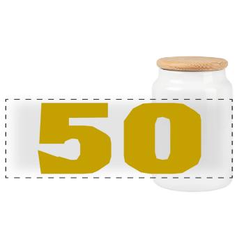 50. 50 ANS. 50e ANNIVERSAIRE. ANNIVERSAIRE 50 ANS. - Boîte à biscuits avec couvercle en bois - blanc - Devant
