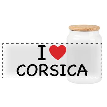 I Love Corsica - Panoramic Cookie Jar with Wooden Lid - white - Front