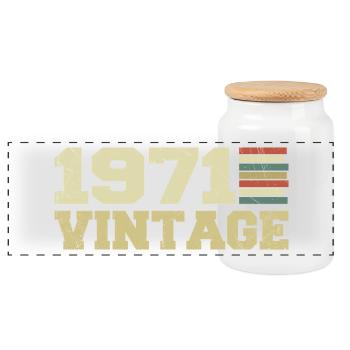 1971 Birthday Gift 1971 Vintage 1971 Gift - Panoramic Cookie Jar with Wooden Lid - white - Front