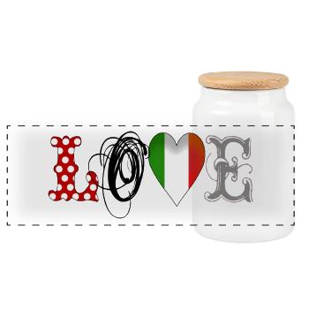 Love Italia - Black - Panorama Keksdose mit Holzdeckel - Weiß - Vorne