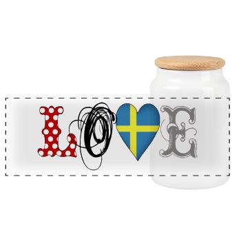 Love Sweden Black - Panorama Keksdose mit Holzdeckel - Weiß - Vorne