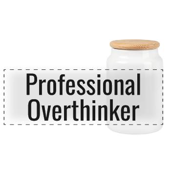 Overthinker tee | Funny Anxiety Gift - Panorama Keksdose mit Holzdeckel - Weiß - Vorne