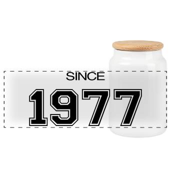 Depuis 1977 année de naissance ou d'évènement - Boîte à biscuits avec couvercle en bois - blanc - Devant