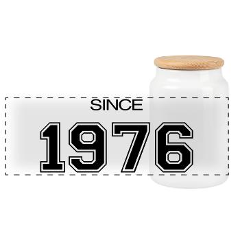 Birthday Gift 1976 - Panoramic Cookie Jar with Wooden Lid - white - Front