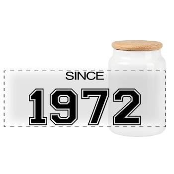 Birthday gift 1972 - Panoramic Cookie Jar with Wooden Lid - white - Front