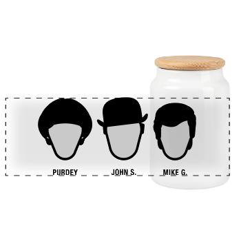 Chapeau Melon (S-05-P-JS-MG) - Boîte à biscuits avec couvercle en bois - blanc - Devant