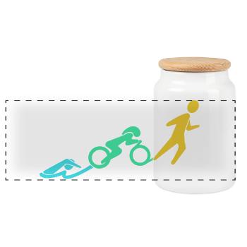 Bewegungsbogen Sprint-Rad-Lauf - Panorama Keksdose mit Holzdeckel - Weiß - Vorne