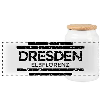Dresden Elbflorenz (Vintage/Schwarz) - Panorama Keksdose mit Holzdeckel - Weiß - Vorne