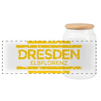 Dresden Elbflorenz (Vintage/Gelb) - Panorama Keksdose mit Holzdeckel - Weiß - Vorne