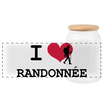 I Love Randonnée - Boîte à biscuits avec couvercle en bois - blanc - Devant