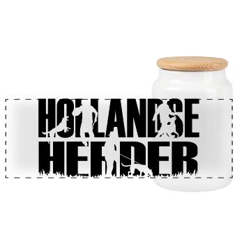 IPO Hollandse Herder - Panorama Keksdose mit Holzdeckel - Weiß - Vorne