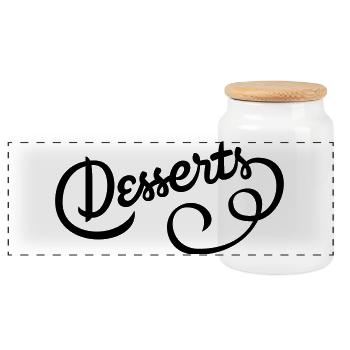 Super design pour ceux qui ont la dent sucrée - Boîte à biscuits avec couvercle en bois - blanc - Devant