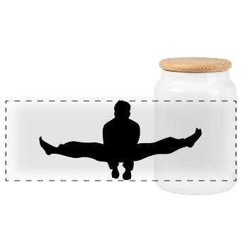 Karate or taekwondo double kick shade - Panoramic Cookie Jar with Wooden Lid - white - Front