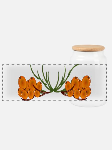 Sanddorn SANDDORNBEEREN - Panorama Keksdose mit Holzdeckel - Weiß
