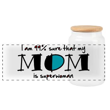 99% Superwoman (eng) - Panorama Keksdose mit Holzdeckel - Weiß - Vorne