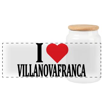 t-shirt I love Villanovafranca t-shirt Sardinia - Panoramic Cookie Jar with Wooden Lid - white - Front