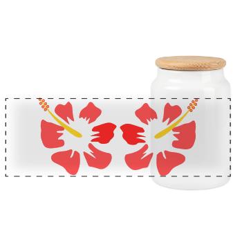 Blume rosa pinke Blume Blumen pink rosa rot Blumen - Panorama Keksdose mit Holzdeckel - Weiß - Vorne